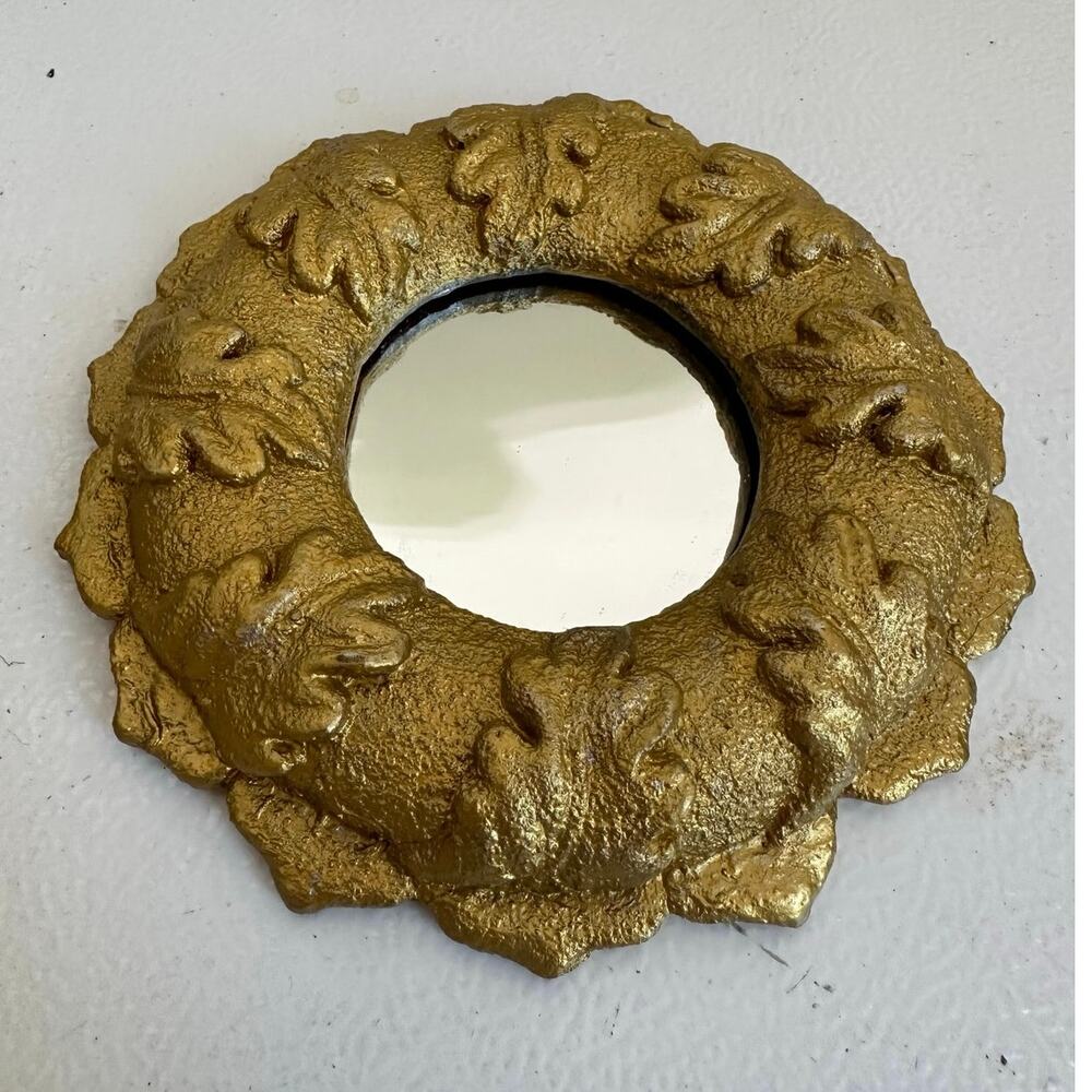 Vintage Round mirror Antique Gilt style wall hanging ornate gallery wall unique